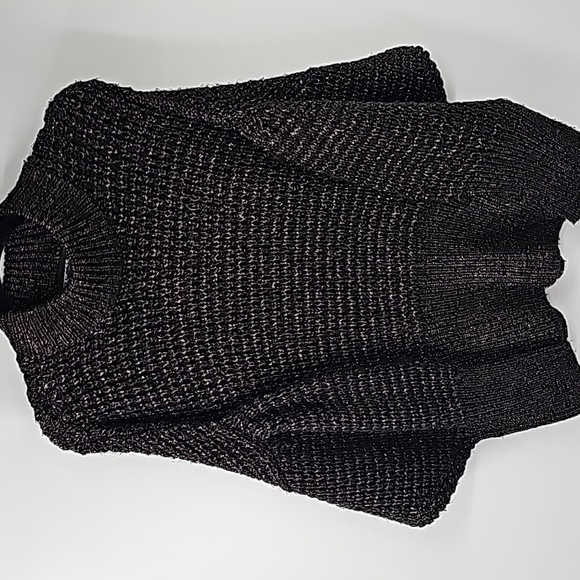 Express Balloon Sleeve Mock Turtleneck Sweater Black w Gold Metallic - Picture 4 of 10